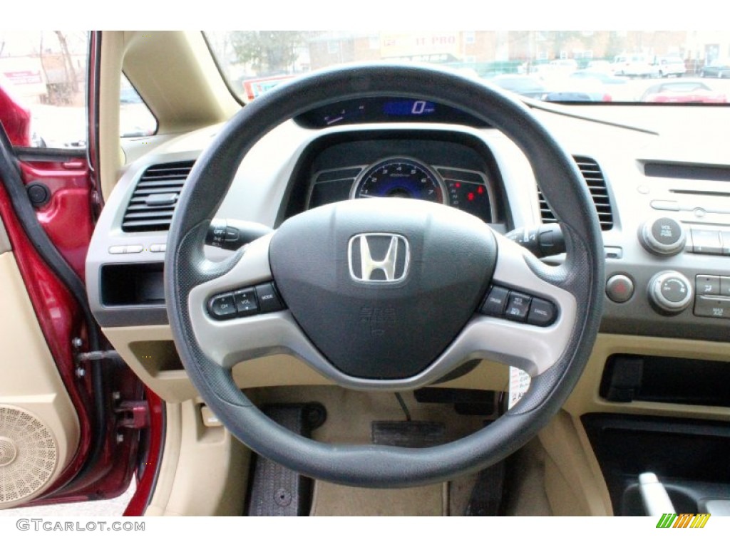 2008 Honda Civic EX Sedan Ivory Steering Wheel Photo #102497701
