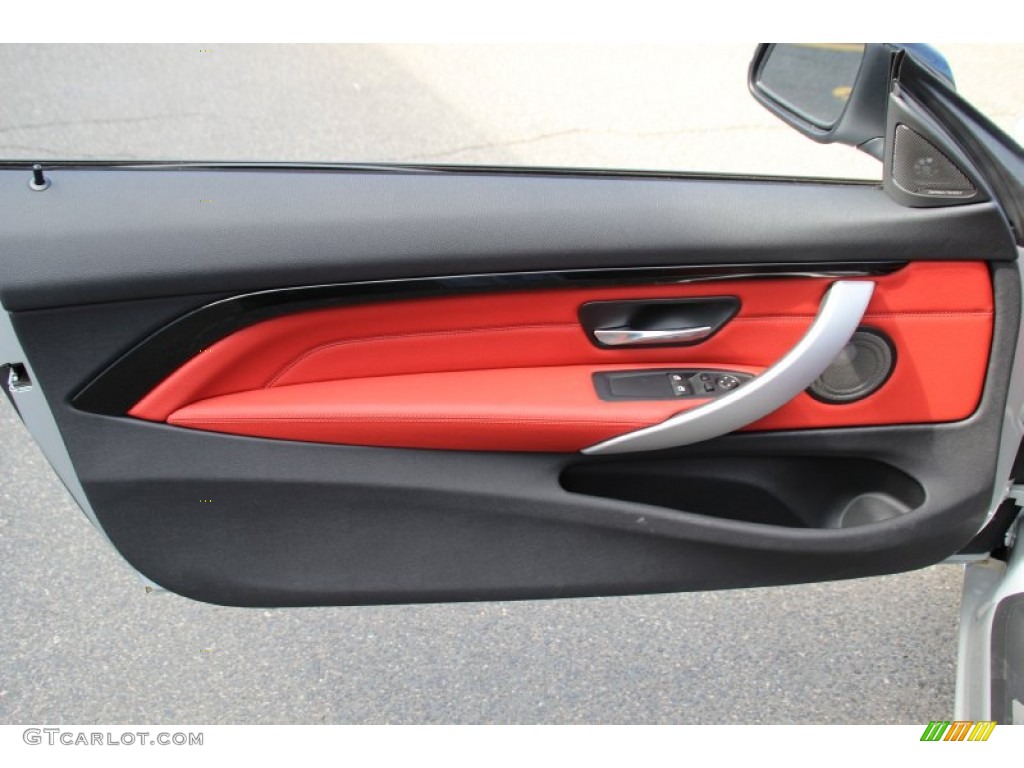 2014 BMW 4 Series 428i xDrive Coupe Coral Red Door Panel Photo #102499371