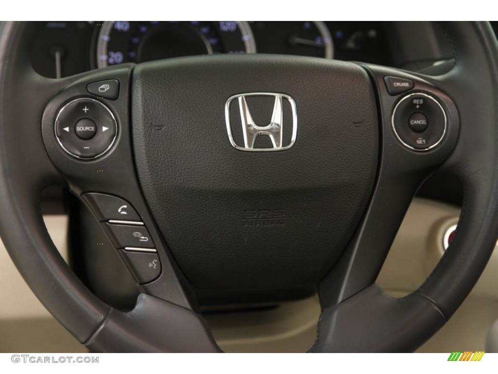 2014 Honda Accord EX-L V6 Sedan Ivory Steering Wheel Photo #102500142