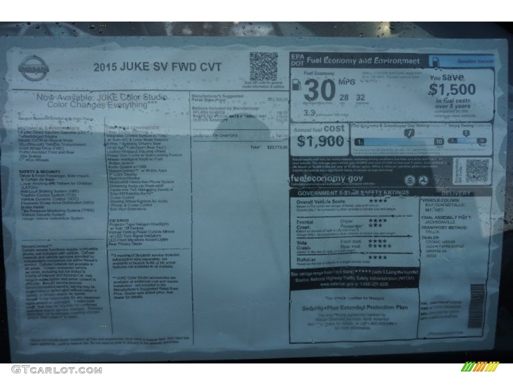 2015 Nissan Juke SV Window Sticker Photo #102502497