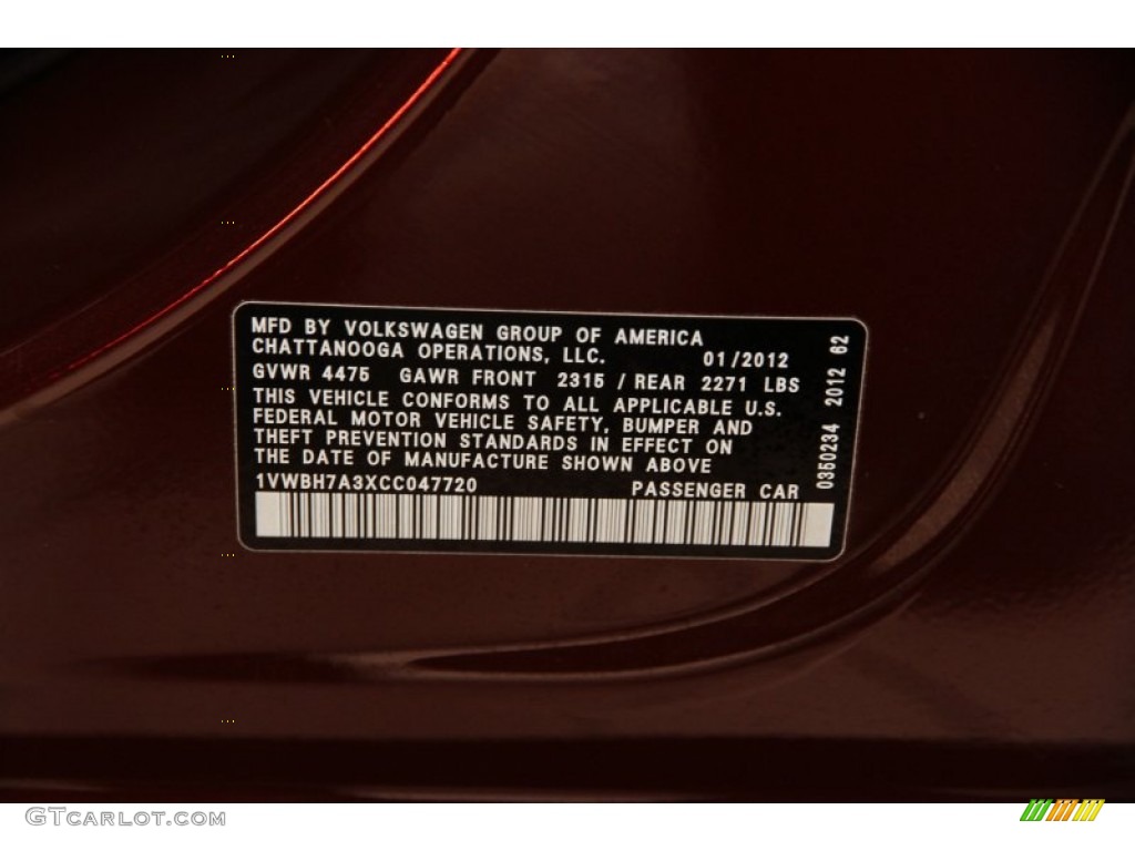 2012 Passat 2.5L SE - Opera Red Metallic / Titan Black photo #18
