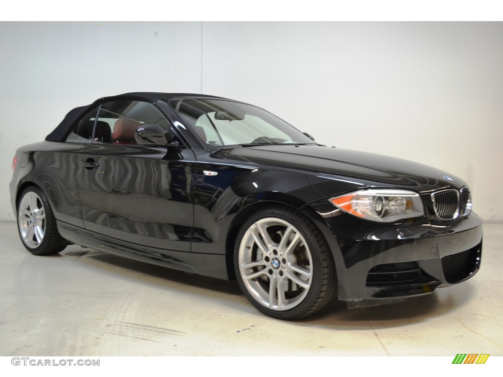 2012 1 Series 135i Convertible - Jet Black / Coral Red photo #2