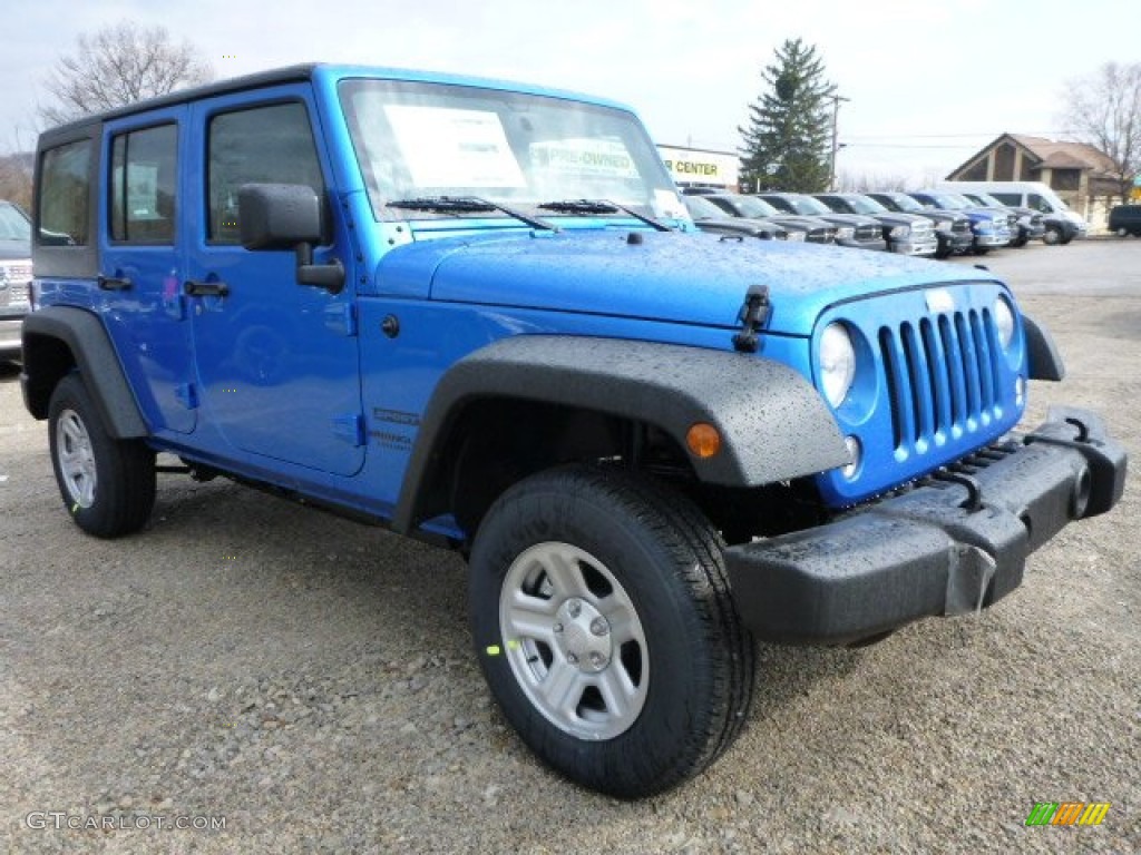Hydro Blue Pearl 2015 Jeep Wrangler Unlimited Sport 4x4 Exterior Photo #102509846