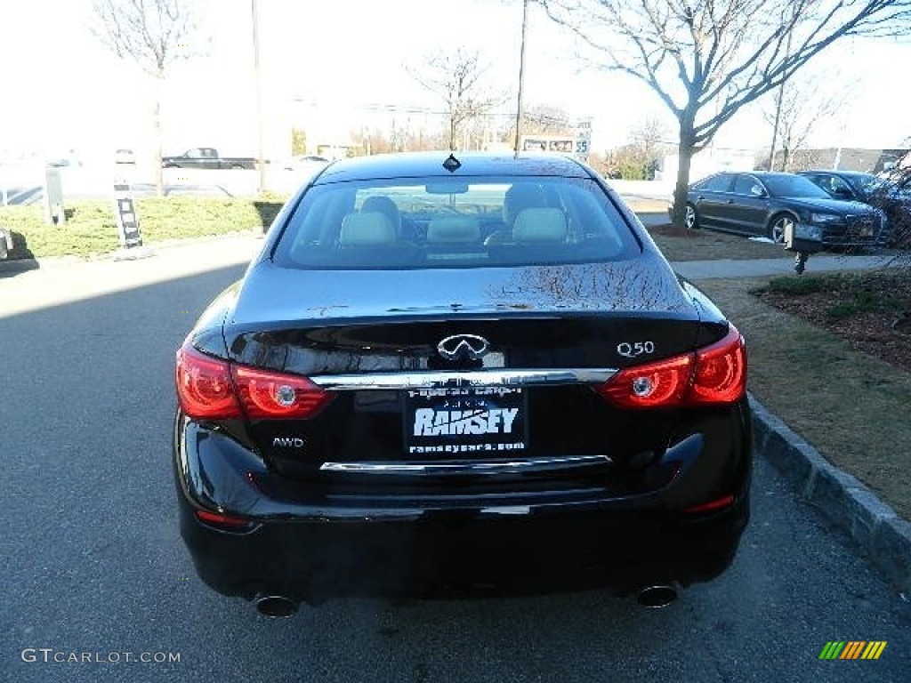 2014 Q 50 Hybrid AWD Premium - Malbec Black / Stone photo #6