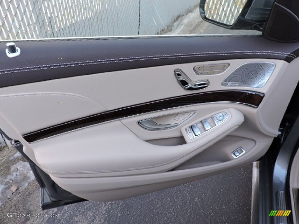 2015 Mercedes-Benz S 550 4Matic Sedan Silk Beige/Espresso Brown Door Panel Photo #102517958