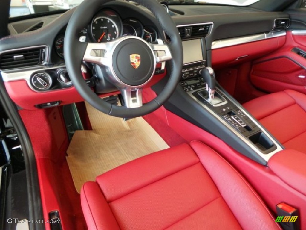 Black/Garnet Red Interior 2015 Porsche 911 Turbo Cabriolet Photo #102522779
