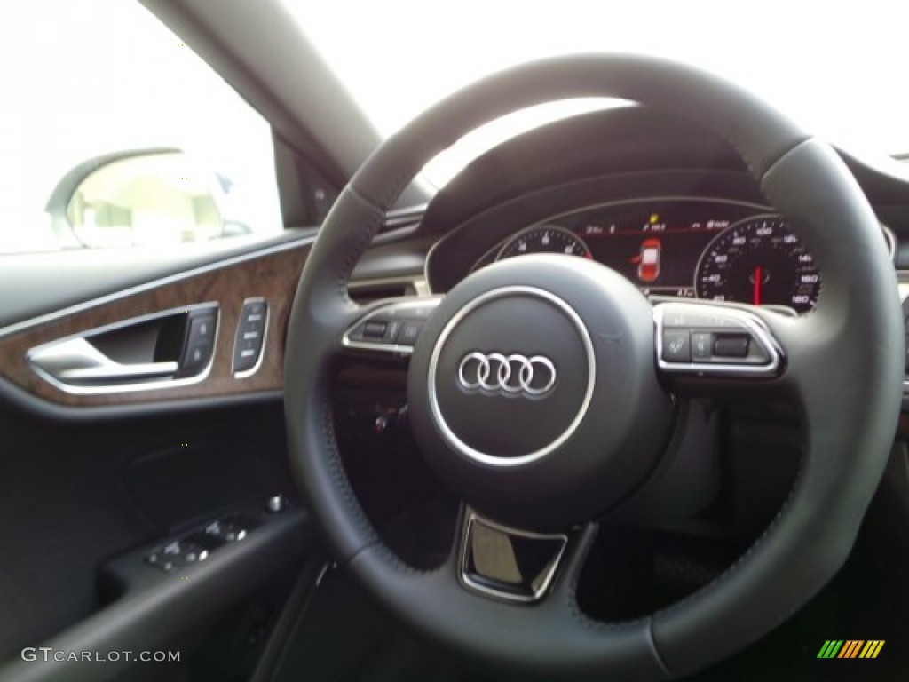 2015 Audi A7 3.0T quattro Prestige Black Steering Wheel Photo #102525161