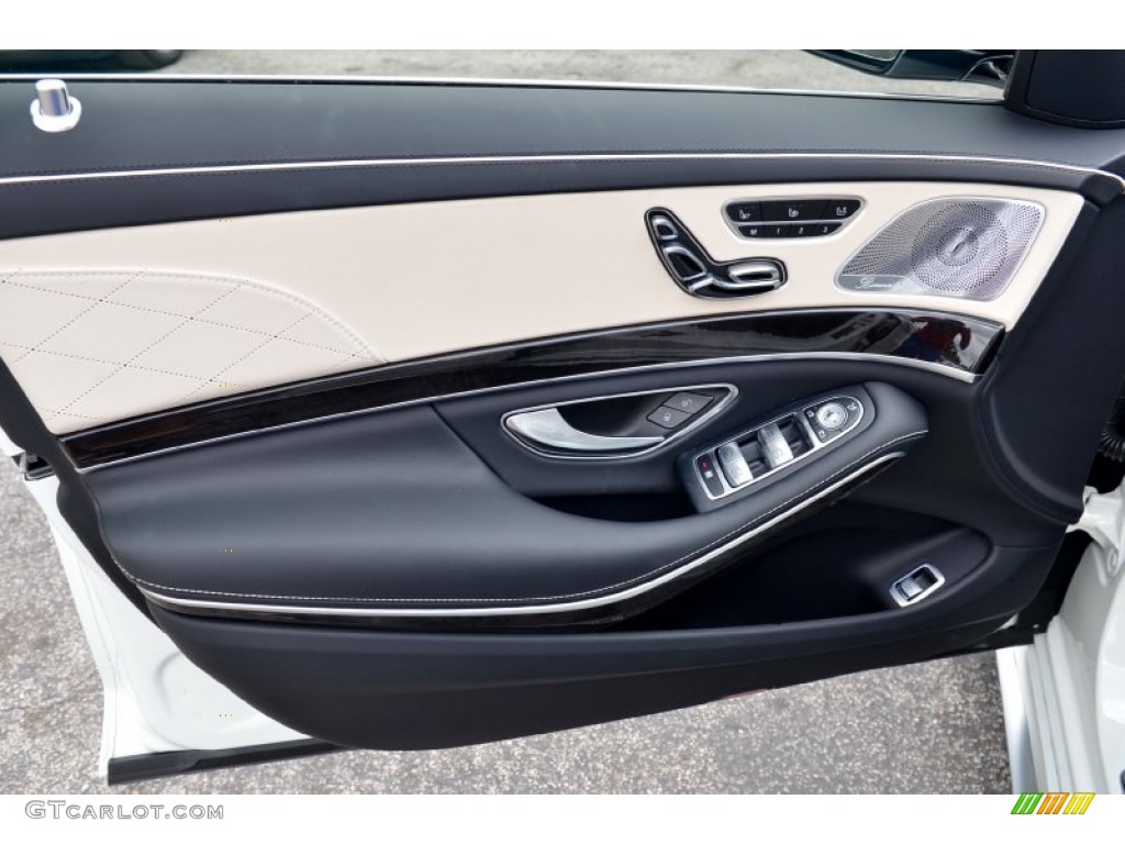 2015 Mercedes-Benz S 63 AMG 4Matic Sedan Porcelain/Black Door Panel Photo #102530654