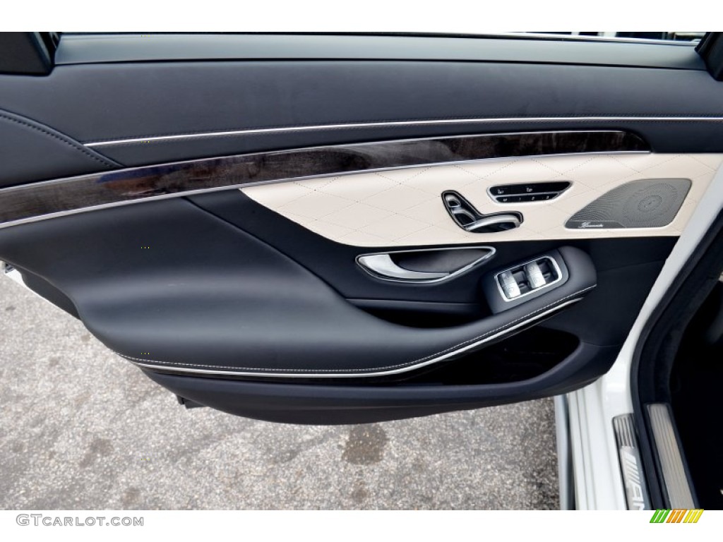 2015 Mercedes-Benz S 63 AMG 4Matic Sedan Porcelain/Black Door Panel Photo #102530675