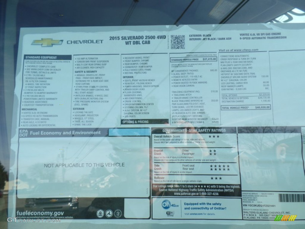 2015 Chevrolet Silverado 2500HD WT Double Cab 4x4 Window Sticker Photo #102538952