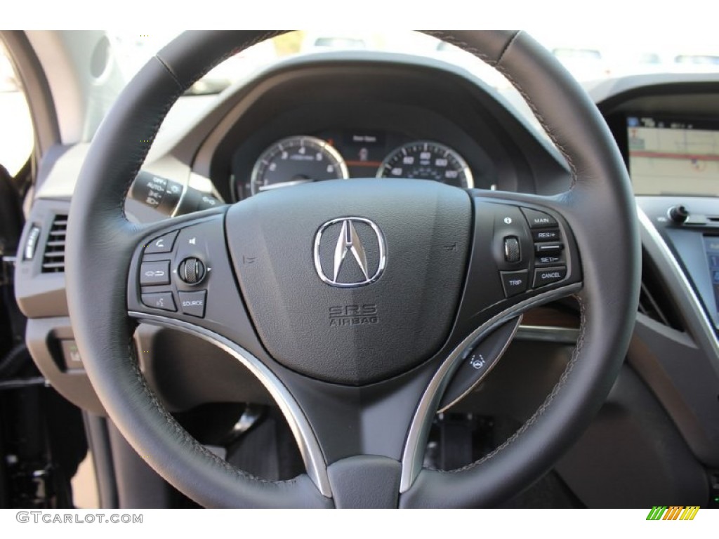 2016 Acura MDX Technology Ebony Steering Wheel Photo #102541475