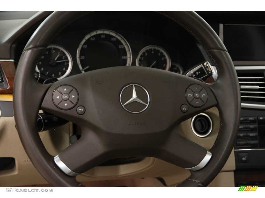 2010 Mercedes-Benz E 350 4Matic Sedan Almond Beige Steering Wheel Photo #102556002