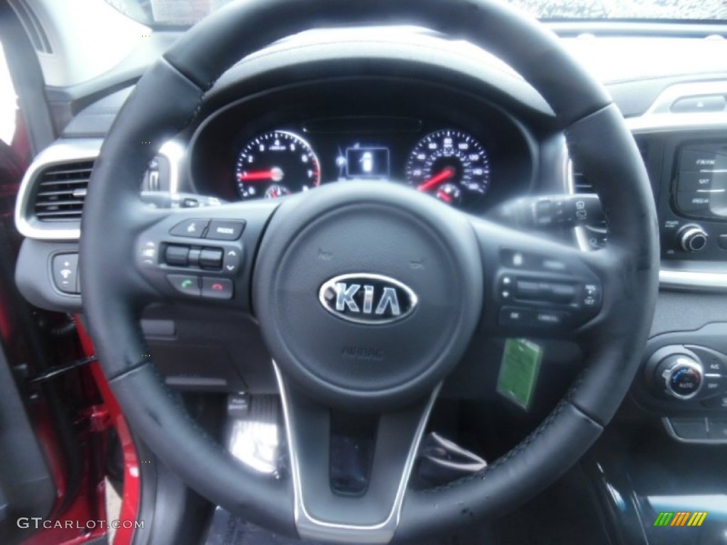 2016 Kia Sorento EX V6 AWD Satin Black Steering Wheel Photo #102559798