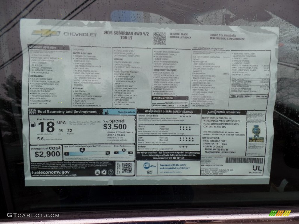 2015 Suburban LT 4WD - Black / Jet Black photo #12