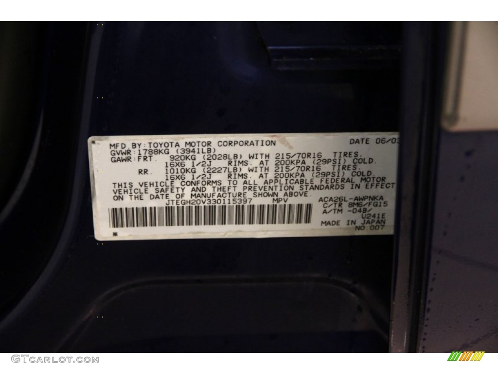2003 RAV4  - Spectra Blue Mica / Gray photo #15
