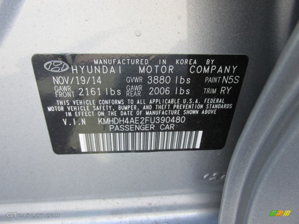 2015 Elantra Limited Sedan - Titanium Gray Metallic / Black photo #31