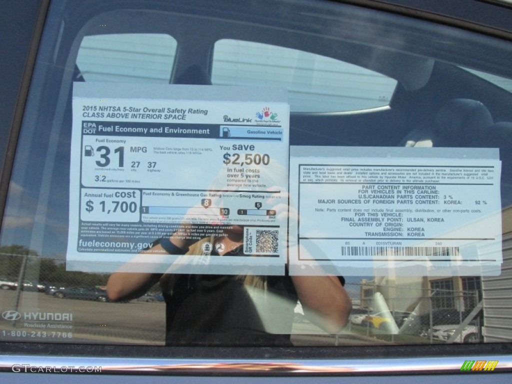 2015 Elantra Limited Sedan - Titanium Gray Metallic / Black photo #32