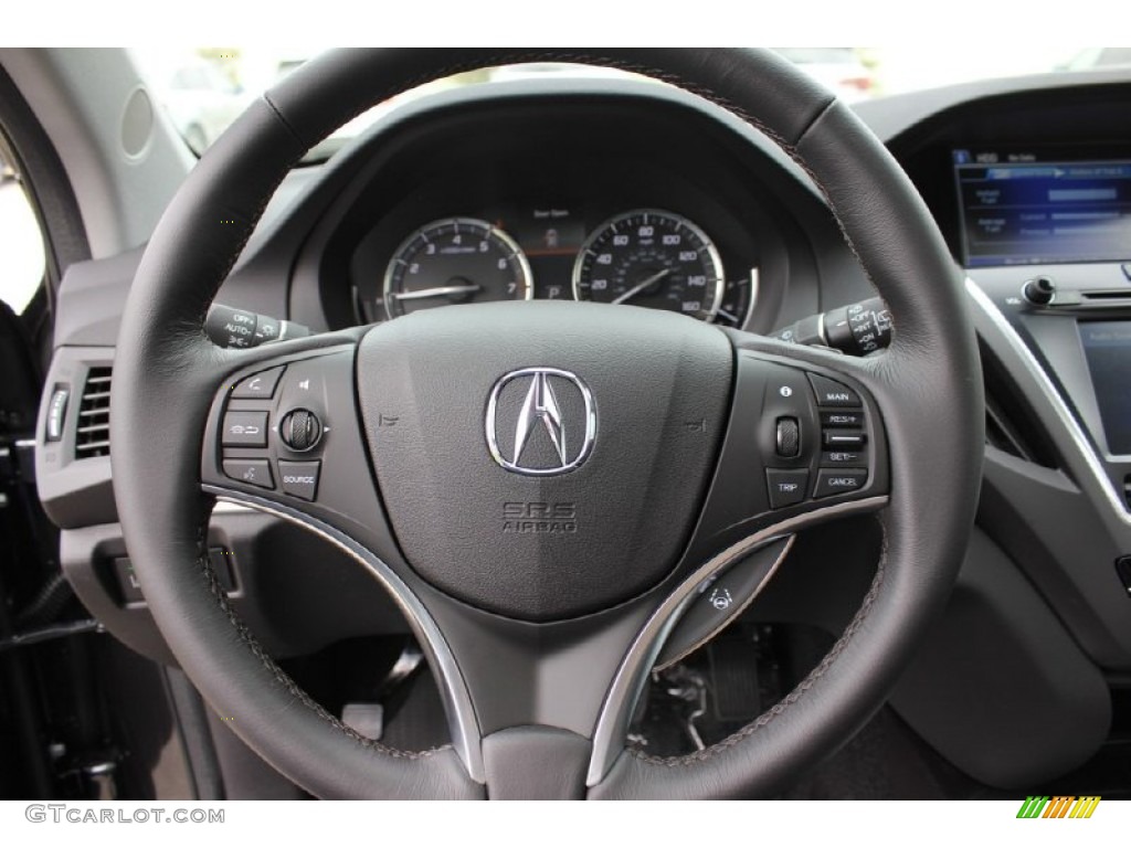 2016 Acura MDX SH-AWD Technology Ebony Steering Wheel Photo #102576382