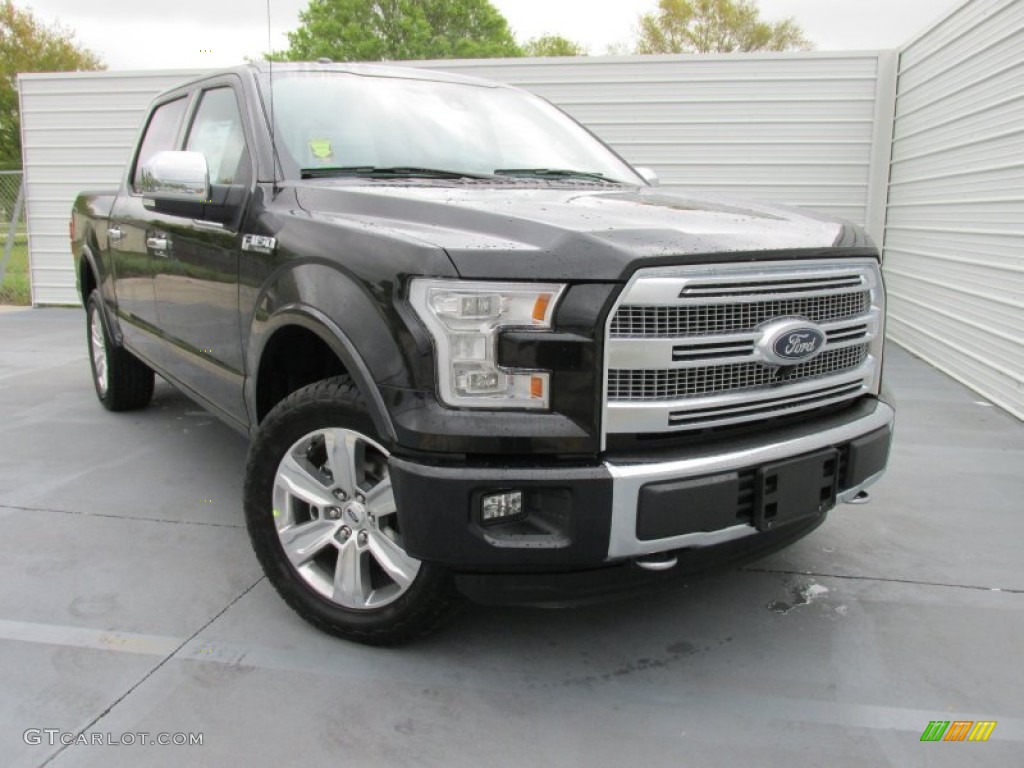 2015 F150 Platinum SuperCrew 4x4 - Tuxedo Black Metallic / Platinum Brunello photo #2