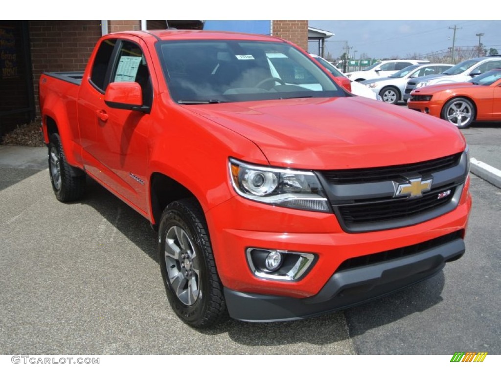 Red Hot 2015 Chevrolet Colorado Z71 Extended Cab 4WD Exterior Photo #102580264