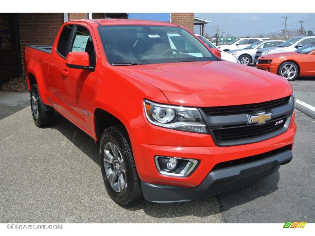 2015 Colorado Z71 Extended Cab 4WD - Red Hot / Jet Black/Dark Ash photo #1