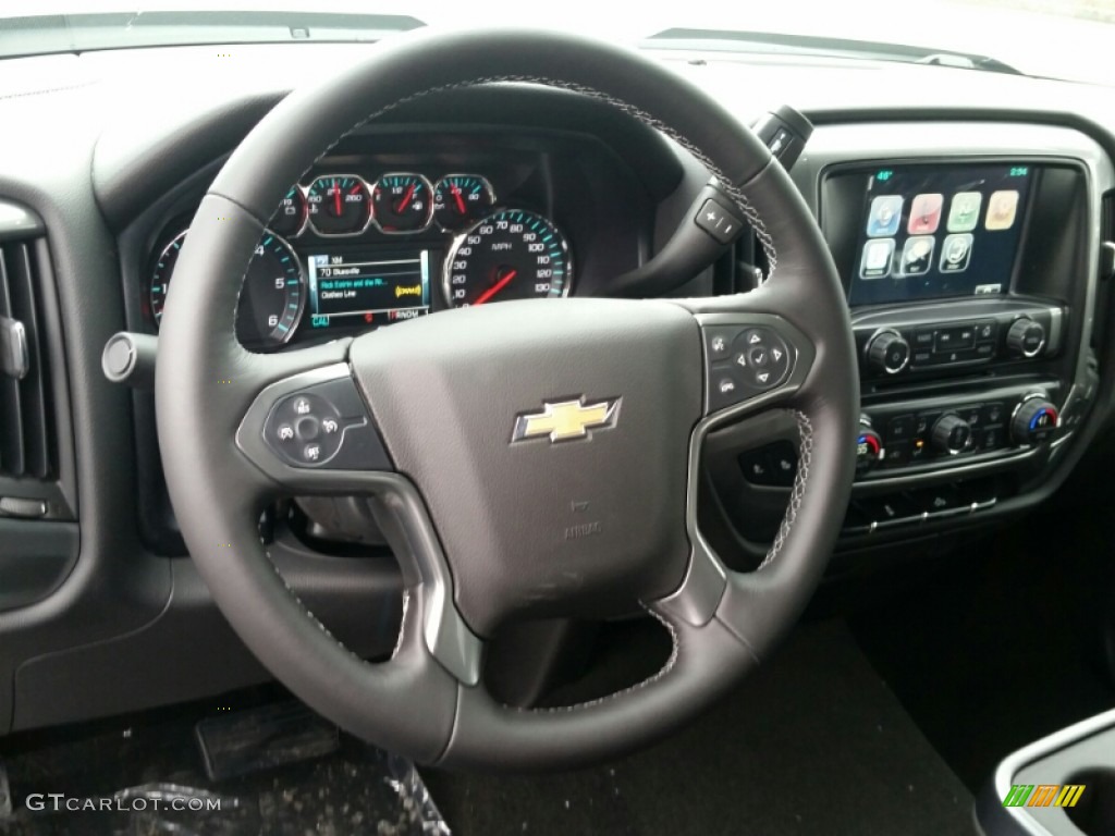 2015 Chevrolet Silverado 2500HD LT Crew Cab Jet Black Steering Wheel Photo #102586589