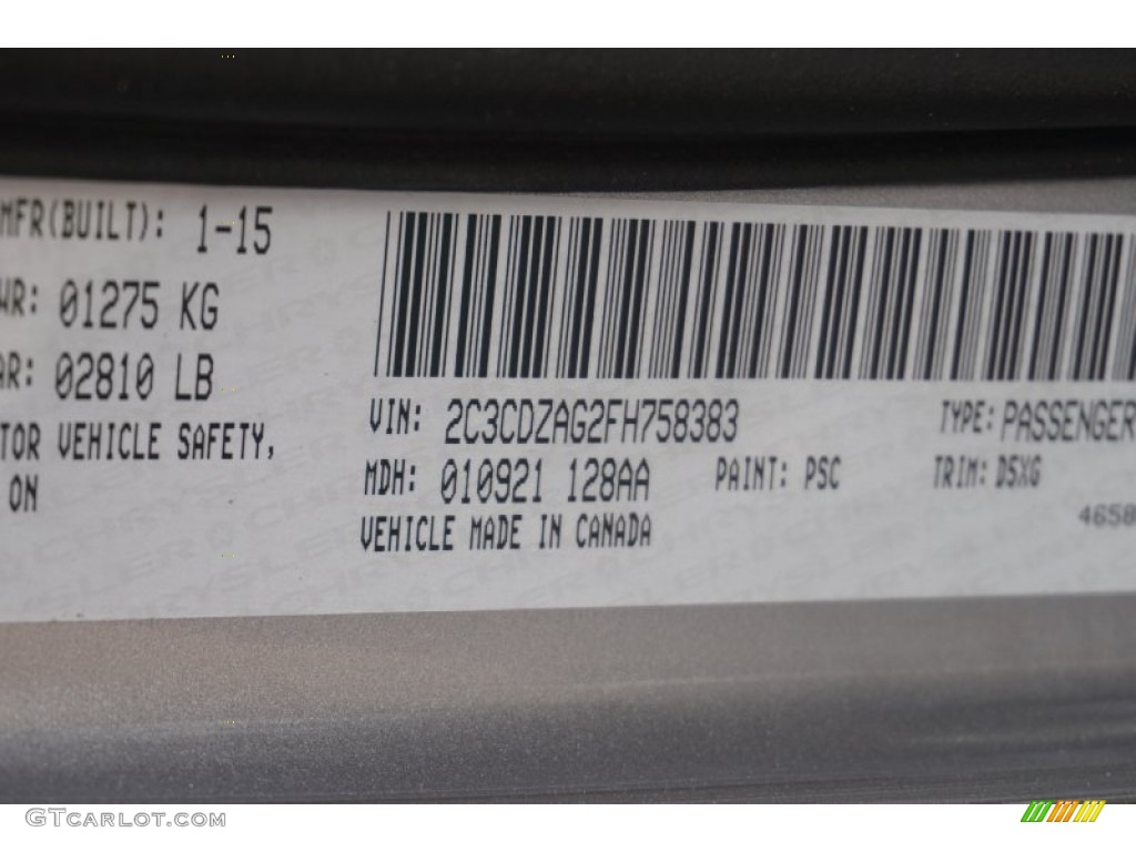 2015 Challenger SXT - Billet Silver Metallic / Black/Tungsten photo #9