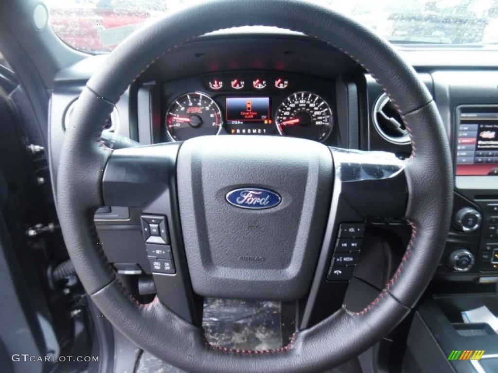 2014 Ford F150 FX4 Tremor Regular Cab 4x4 FX Appearance Black Leather/Alcantara Steering Wheel Photo #102588890