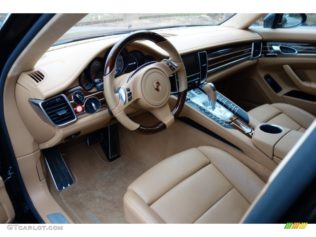 Cognac Natural Leather Interior 2014 Porsche Panamera 4S Executive Photo #102590702