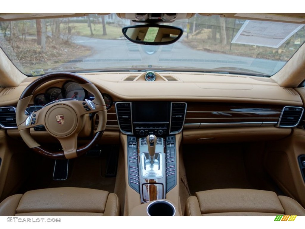 2014 Porsche Panamera 4S Executive Cognac Natural Leather Dashboard Photo #102590802