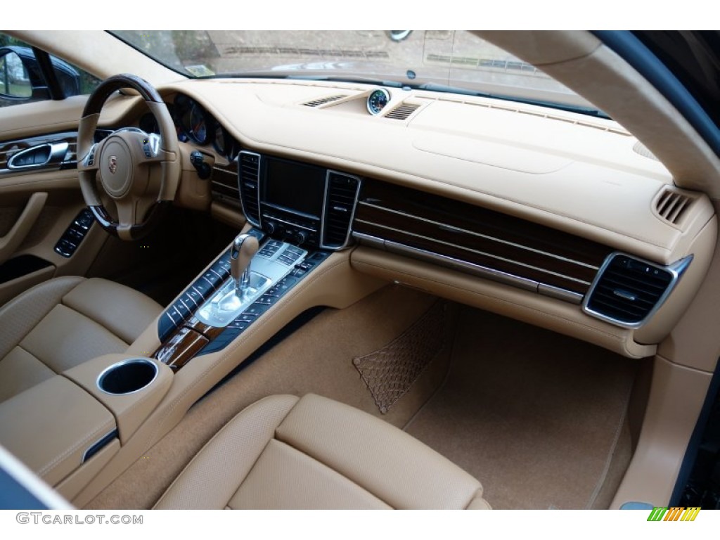 2014 Porsche Panamera 4S Executive Cognac Natural Leather Dashboard Photo #102590993