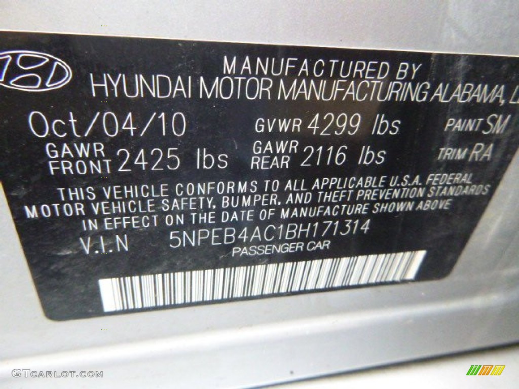 2011 Sonata GLS - Radiant Silver / Gray photo #15