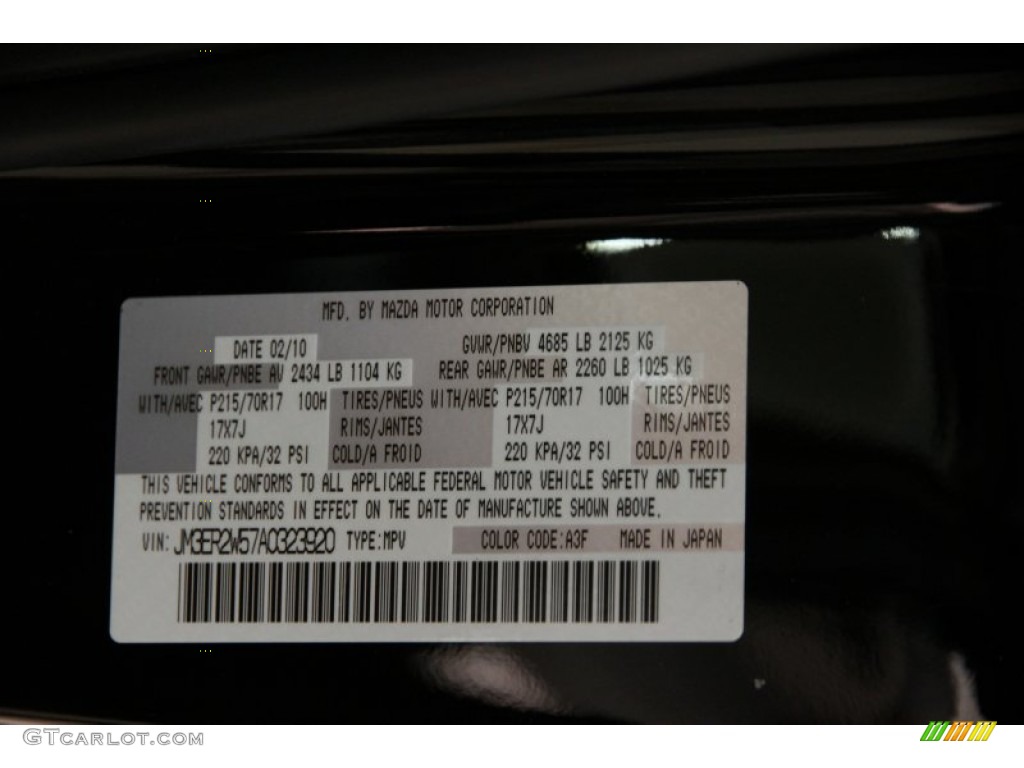 2010 CX-7 i Sport - Brilliant Black / Black photo #16