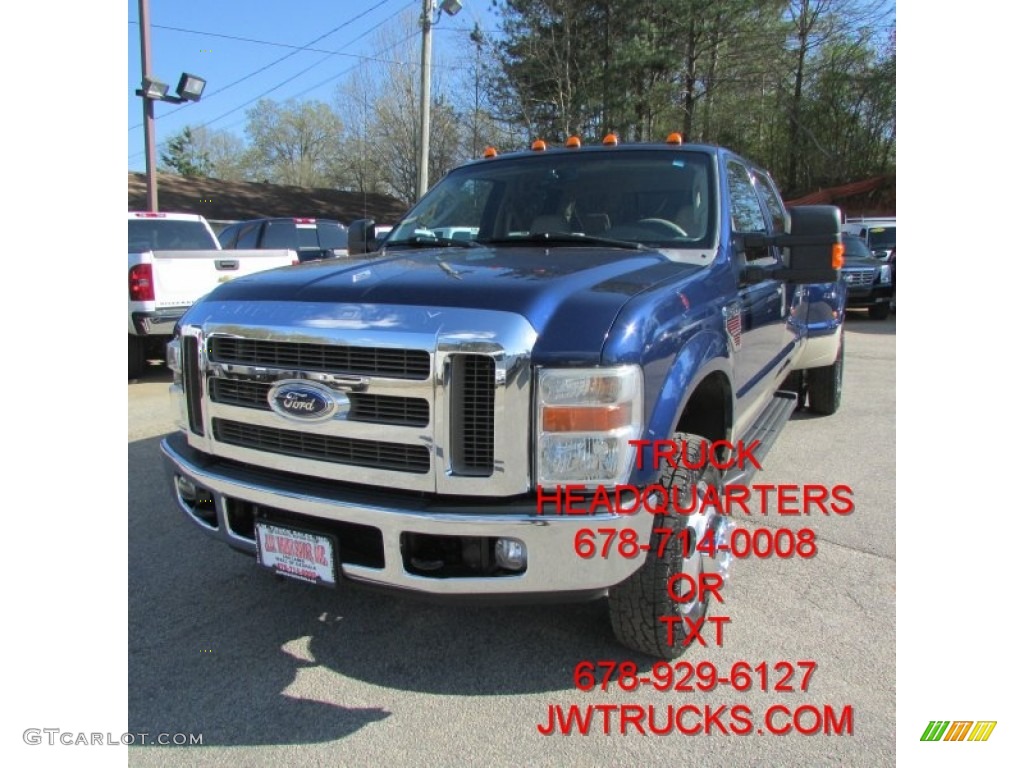 2008 F350 Super Duty Lariat Crew Cab 4x4 Dually - Dark Blue Pearl Metallic / Camel photo #1