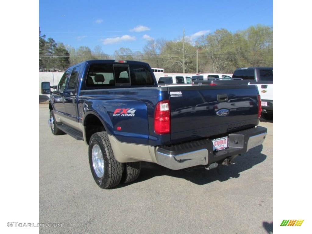 2008 F350 Super Duty Lariat Crew Cab 4x4 Dually - Dark Blue Pearl Metallic / Camel photo #3