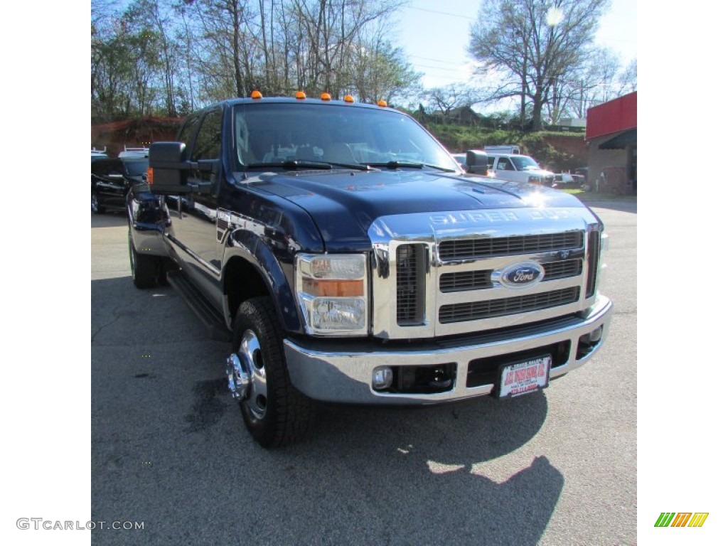 2008 F350 Super Duty Lariat Crew Cab 4x4 Dually - Dark Blue Pearl Metallic / Camel photo #4