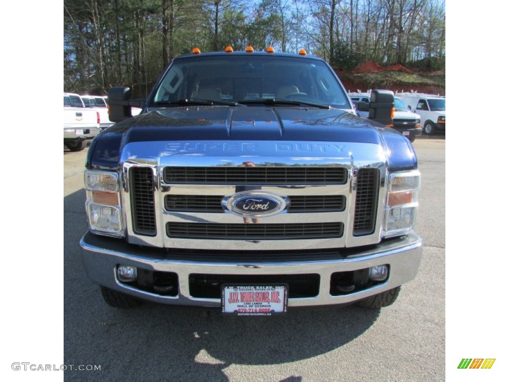 2008 F350 Super Duty Lariat Crew Cab 4x4 Dually - Dark Blue Pearl Metallic / Camel photo #9