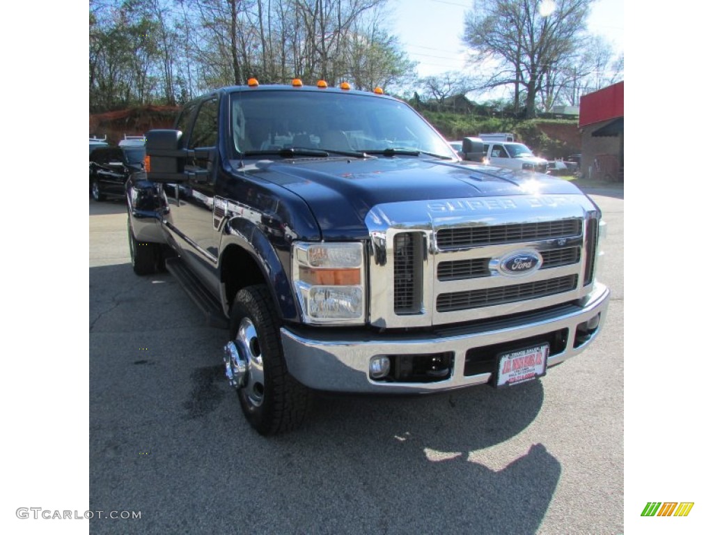2008 F350 Super Duty Lariat Crew Cab 4x4 Dually - Dark Blue Pearl Metallic / Camel photo #51