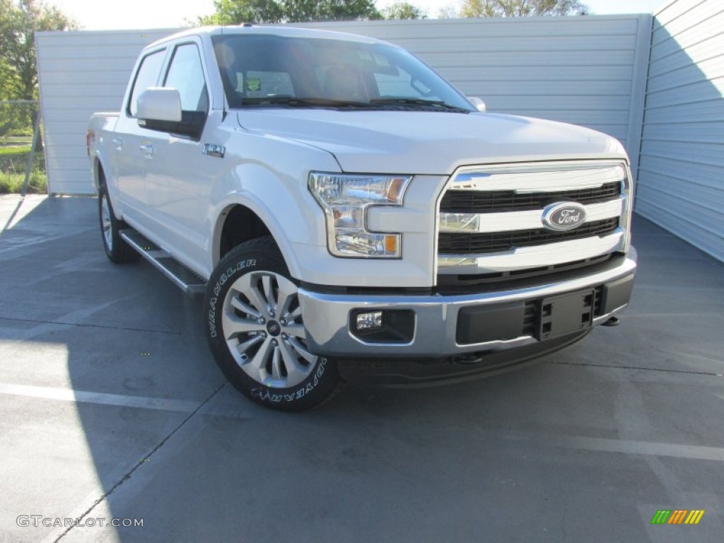 2015 F150 Lariat SuperCrew 4x4 - White Platinum Tricoat / Black photo #1