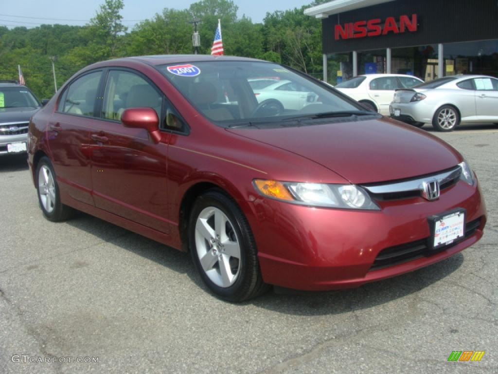 2007 Civic EX Sedan - Tango Red Pearl / Ivory photo #7