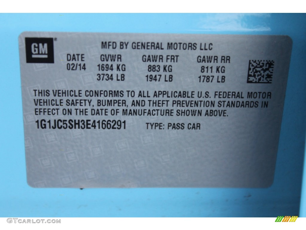 2014 Sonic LT Sedan - Cool Blue / Jet Black/Dark Titanium photo #15