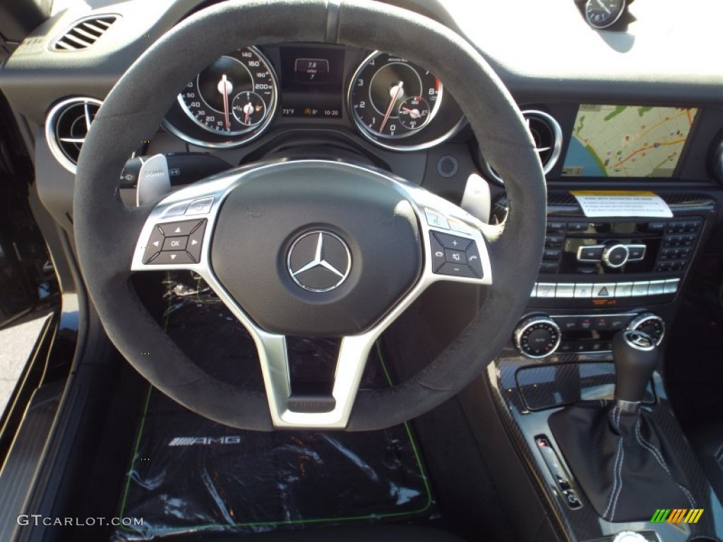 2015 Mercedes-Benz SLK 55 AMG Roadster Black Steering Wheel Photo #102633022