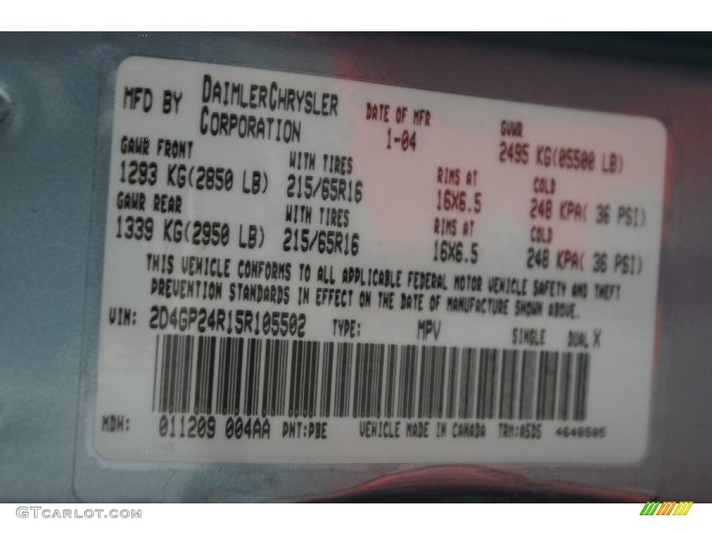 2005 Grand Caravan SE - Butane Blue Pearl / Medium Slate Gray photo #14