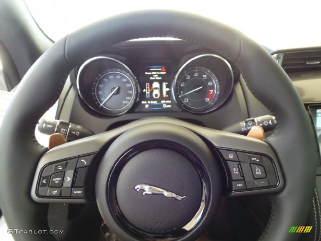 2015 Jaguar F-TYPE R Coupe Jet/Ivory Duotone Steering Wheel Photo #102635941