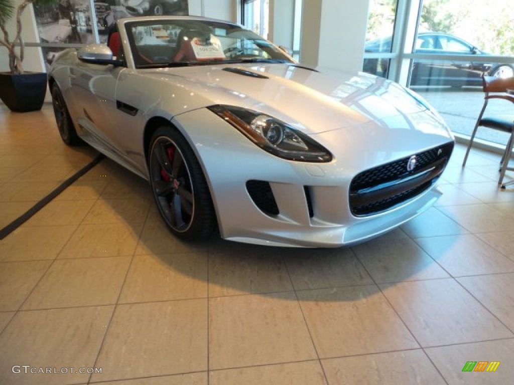 2015 F-TYPE V8 S Convertible - Rhodium Silver Metallic / Red photo #1