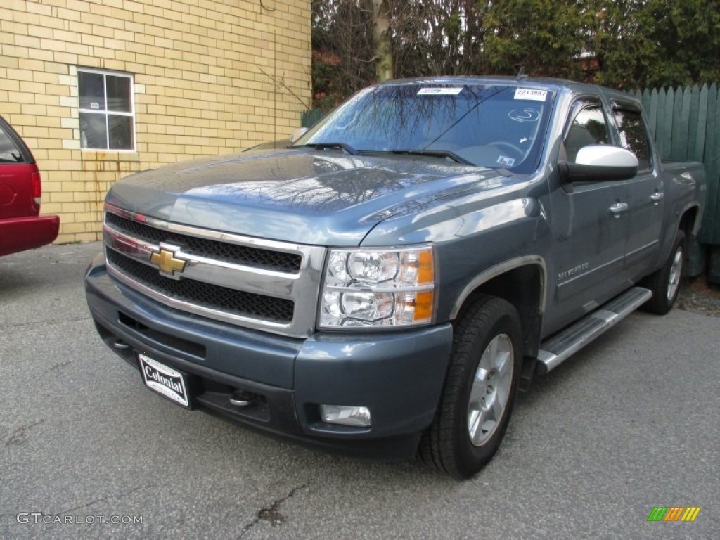 2011 Silverado 1500 LTZ Crew Cab 4x4 - Blue Granite Metallic / Dark Cashmere/Light Cashmere photo #4