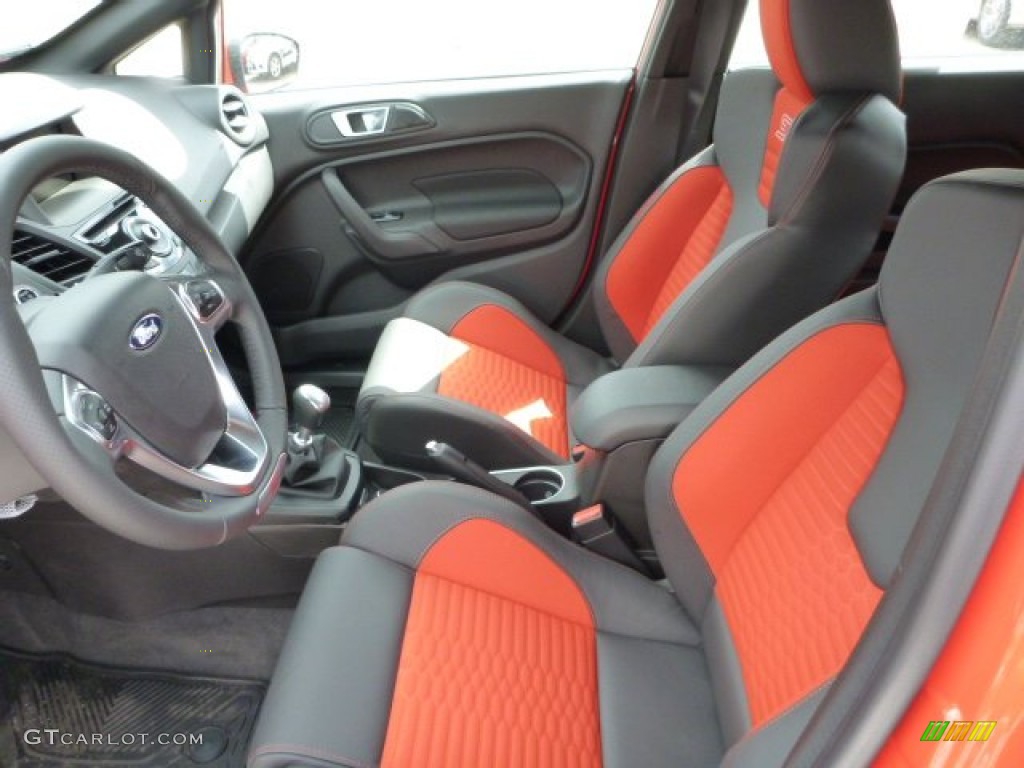 ST Recaro Molten Orange Interior 2015 Ford Fiesta ST Hatchback Photo #102646414