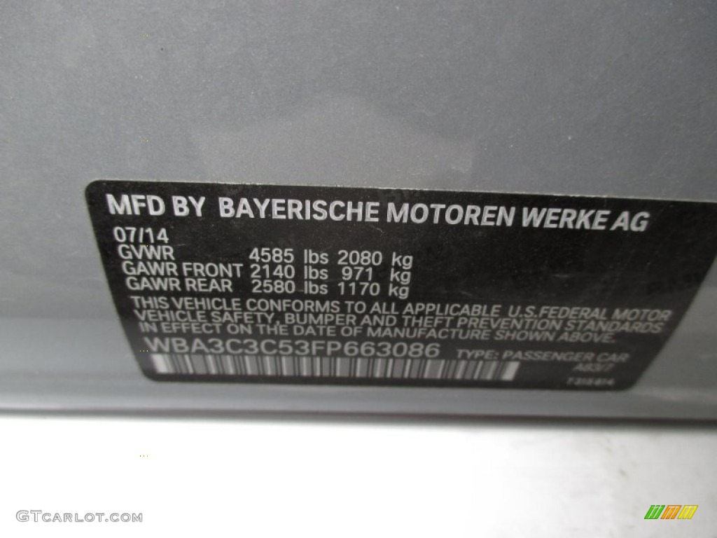2015 3 Series 320i xDrive Sedan - Glacier Silver Metallic / Black photo #19