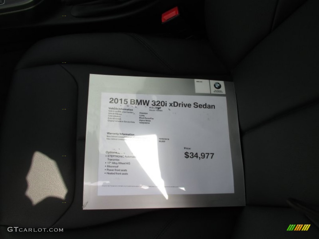 2015 3 Series 320i xDrive Sedan - Alpine White / Black photo #12