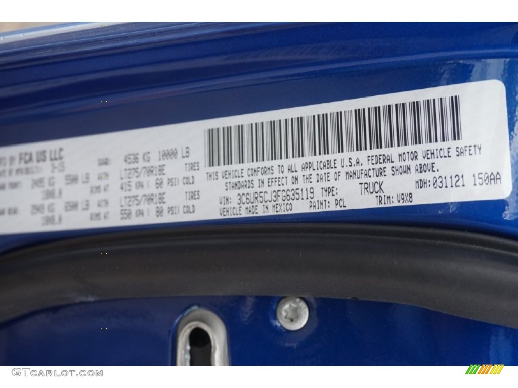 2015 2500 Color Code PCL for Blue Streak Pearl Photo #102670540